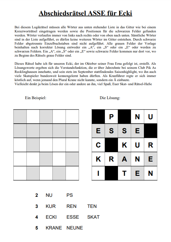 Abschiedsrätsel ASSE für Ecki