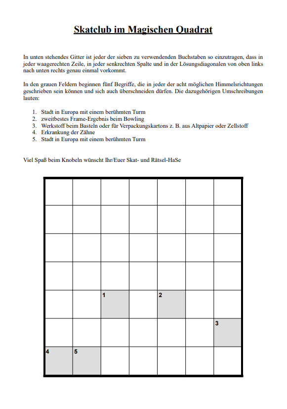 Skatclub im Magischen Quadrat