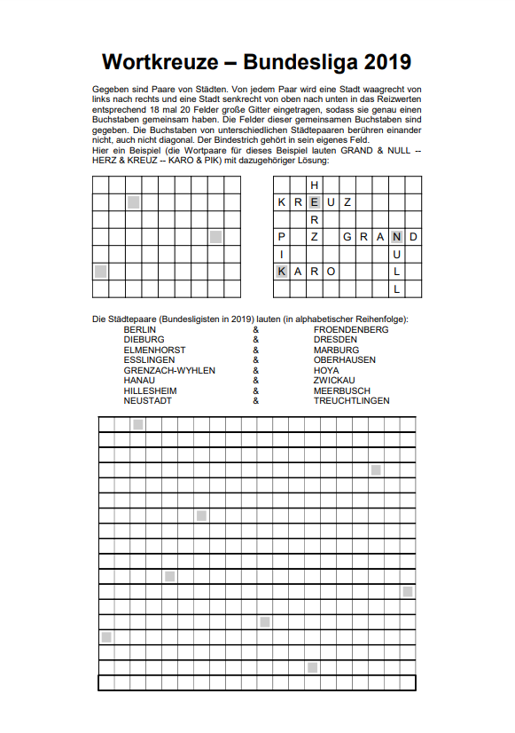Wortkreuze - Bundesliga 2019